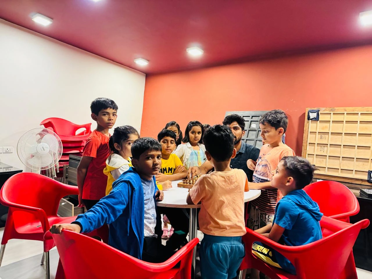 Interactive classroom setup for chess coaching at GKS Academy